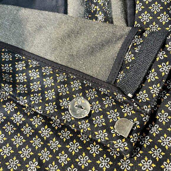 CYNTHIA ROWLEY ANKLE PANTS SIZE 2 BLACK/WHITE/MUSTARD GEOMETRIC STRETCH - Picture 9 of 9